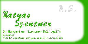 matyas szentner business card